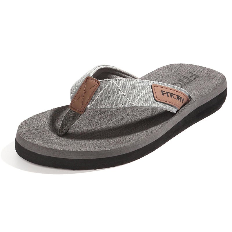 FITORY Men's Flip-Flops, Thongs Sandals Comfort Slippers for Beach Gray Size 11 - Image 1